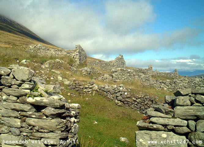 cottages at deserted village, Slievemore, Achill Island