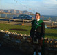 Band member outside Gielty's, Dooagh - 45KB